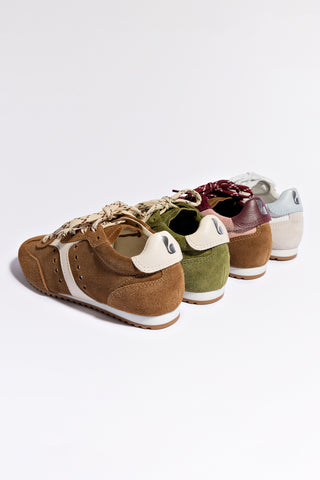 Stella Sneaker In Seaweed Suede and Ivory Leather