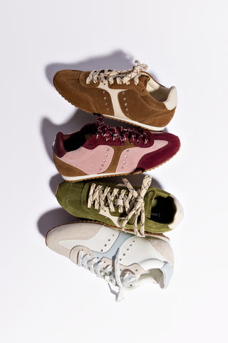 Stella Sneaker In Seaweed Suede and Ivory Leather