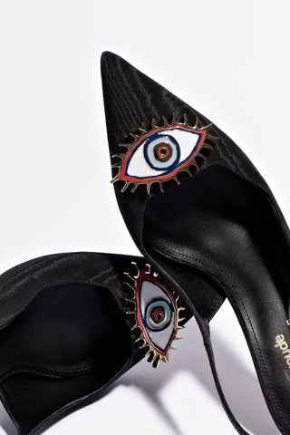 Larroudé x Libertine Eye Pump Hi In Black Fabric