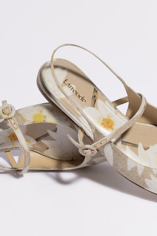 Georgina Ballet Flat In Beige Printed Raffia