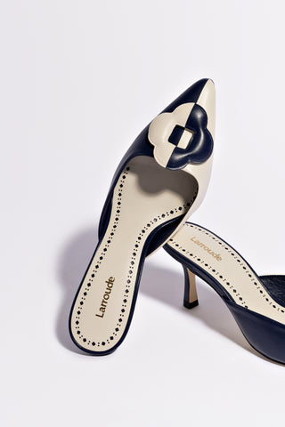 Flora Pump In Navy and Ivory Leather