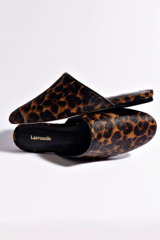 Venice Flat Mule In Leopard Print Calf Hair