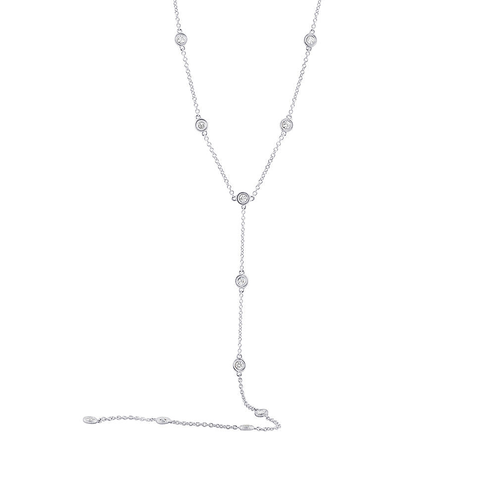 Diamond Bezel Station Lariat Necklace