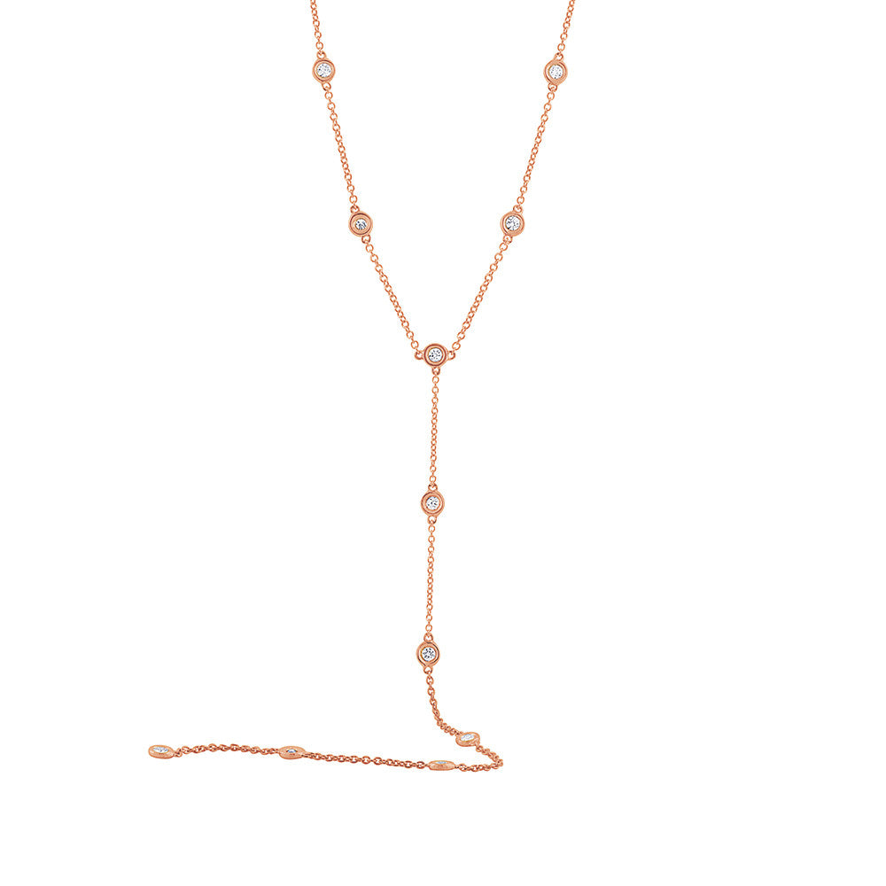 Diamond Bezel Station Lariat Necklace