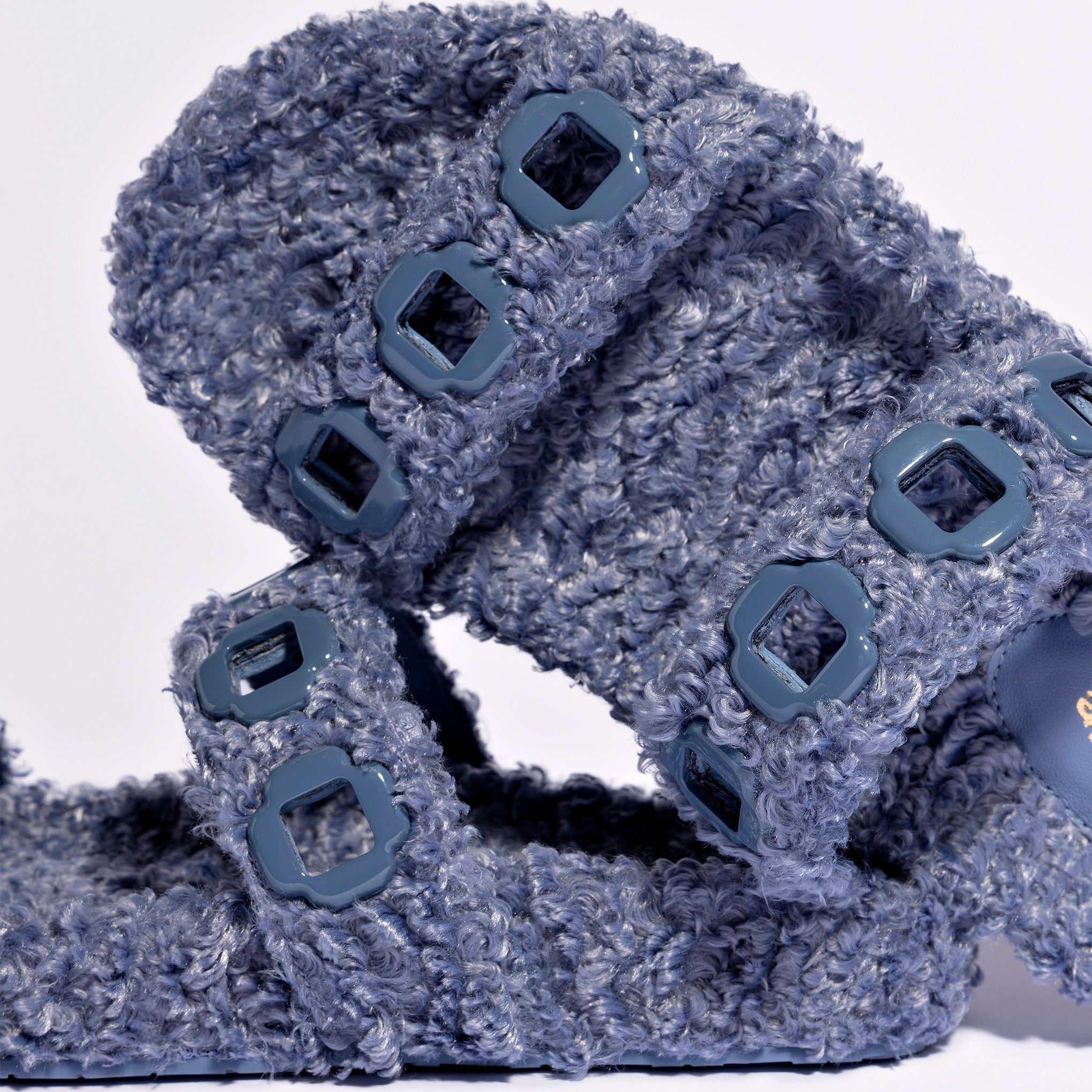 Milan Slide In Blue Faux Fur