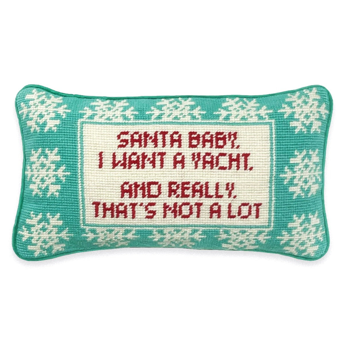 Santa I Want a Yacht Needlepoint Pillow