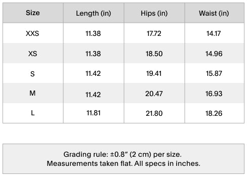 Size chart