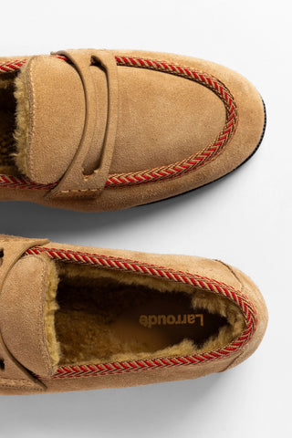 Suki Fuzzy Loafer Peanut Suede Loafer Larroudé