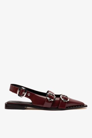 Patti Flat Burgundy Leather Flat Larroudé