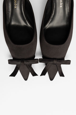 Larroudé by Nicolò B.: Maria Mule Black Satin Mule Larroudé x Nicolò Beretta