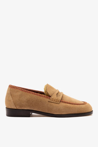 Suki Fuzzy Loafer Peanut Suede Loafer Larroudé
