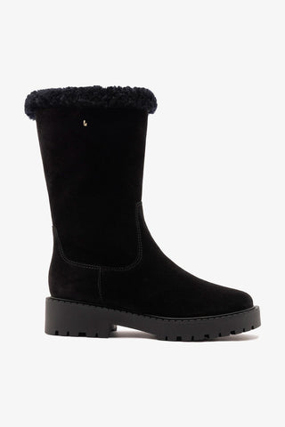 Harper Shearling Boot Black Suede Boot Larroudé