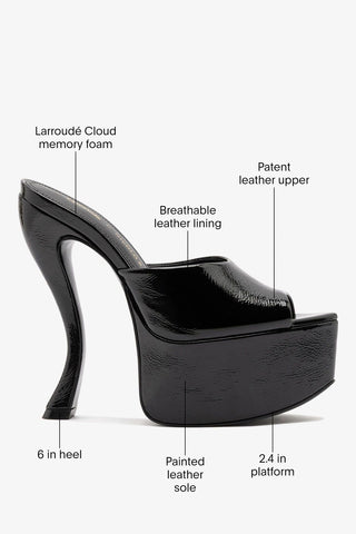 Larroudé by Nicolò B.: Isabella Platform Mule Black Patent Leather Sandal Larroudé x Nicolò Beretta