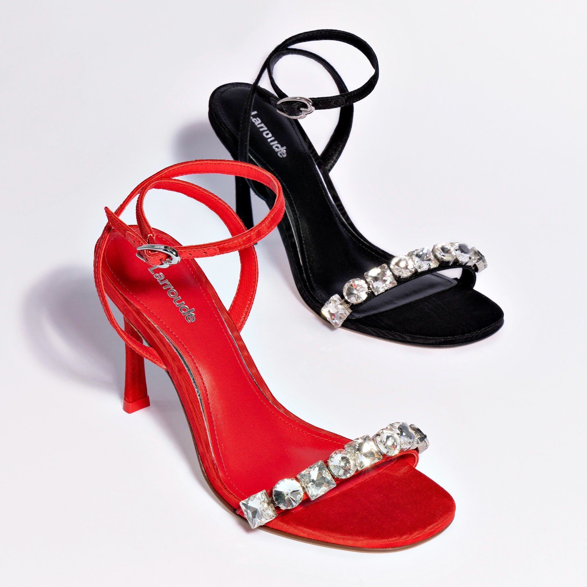 Calypso Sandal In Red Fabric and Crystals