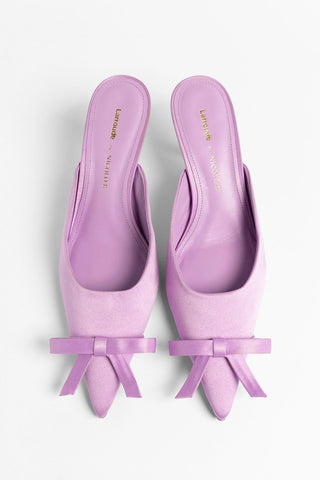 Larroudé by Nicolò B.: Maria Mule Lilac Satin Mule Larroudé x Nicolò Beretta