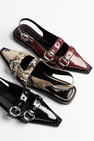 Patti Flat Burgundy Leather Flat Larroudé
