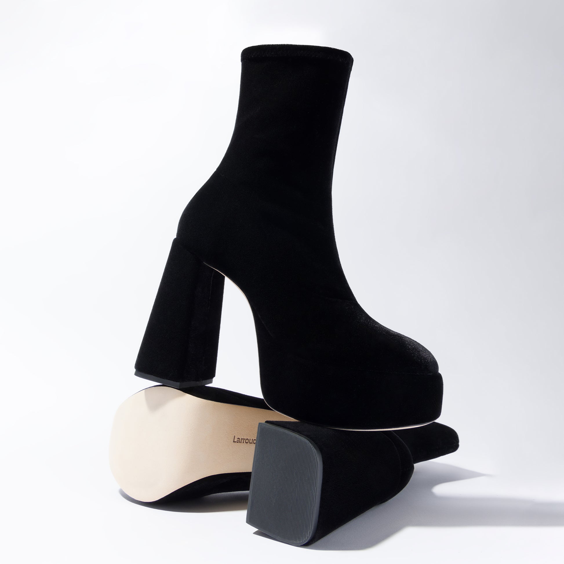 Dolly Stretch Boot In Black Velvet
