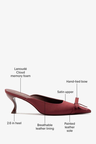 Larroudé by Nicolò B.: Maria Mule Burgundy Satin Mule Larroudé x Nicolò Beretta