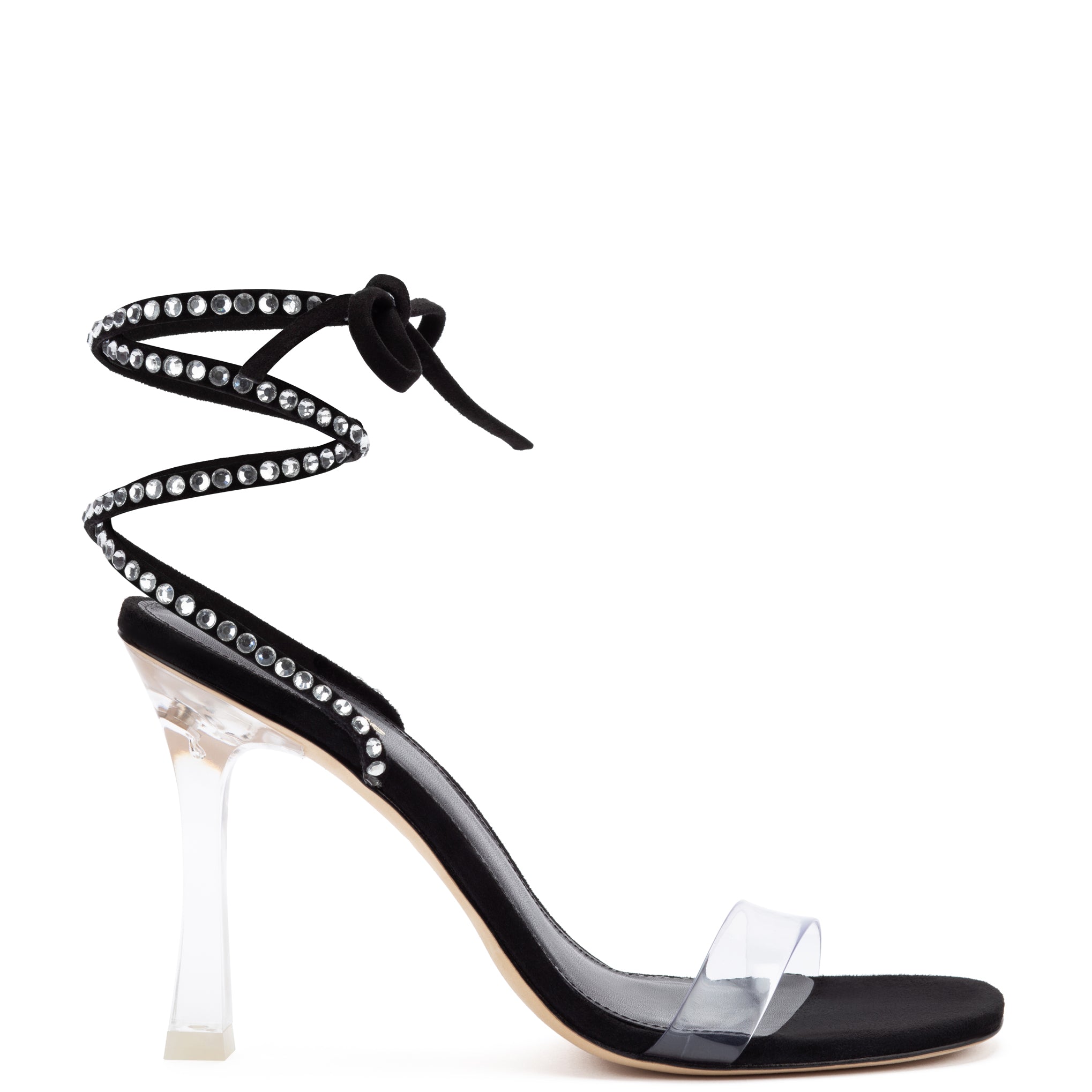 Gloria Disco Sandal In Black Suede and Vinyl