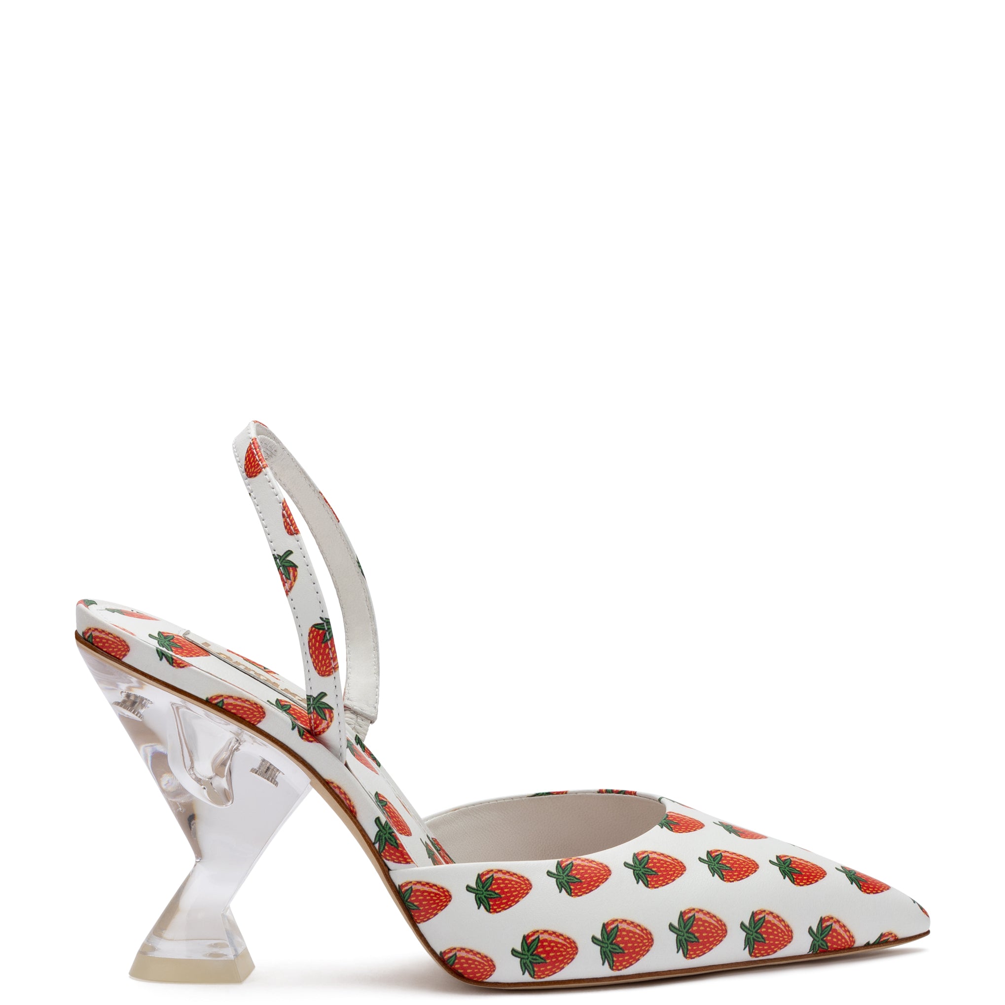 Gaga Pump In White and Strawberry Print Leather