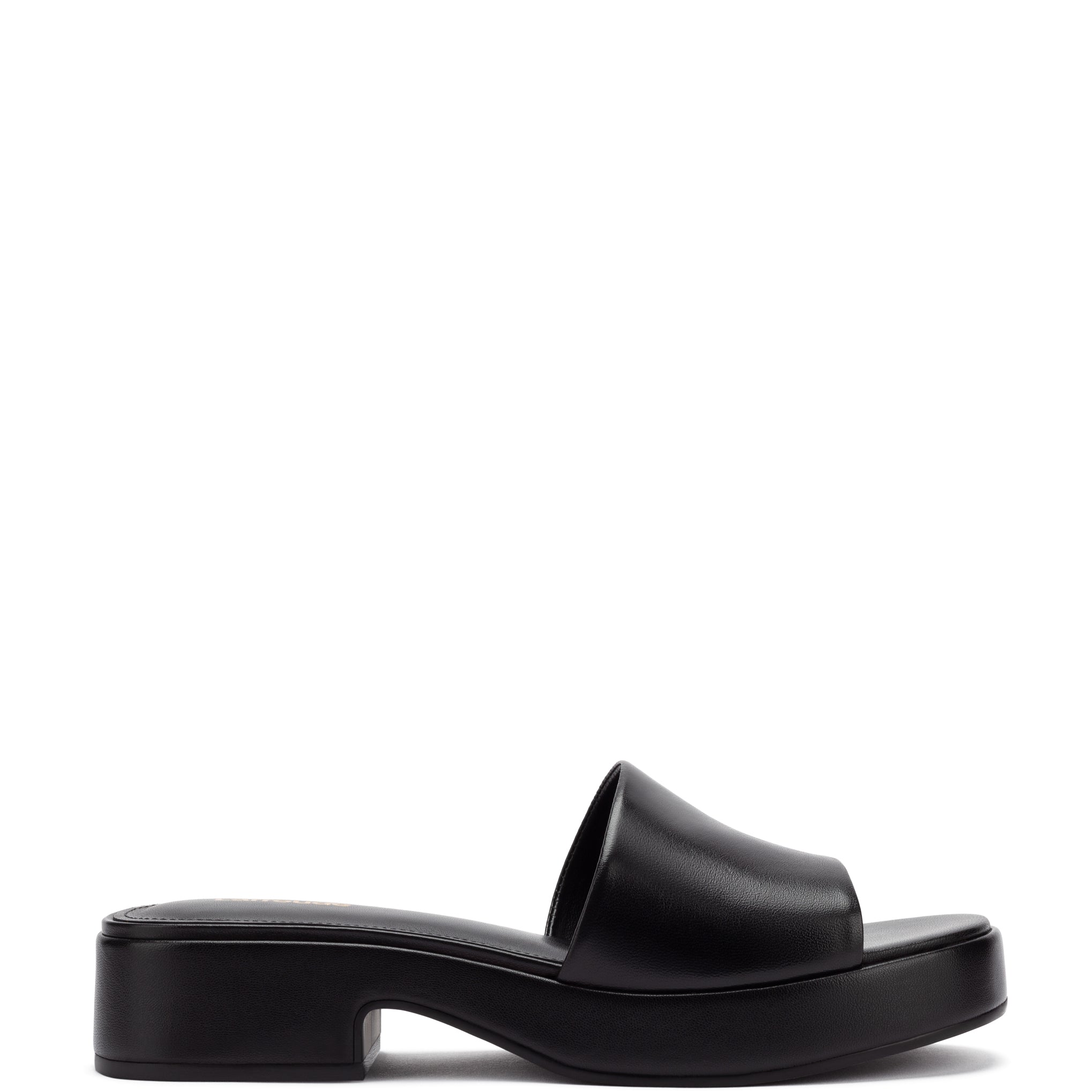 Athena Flatform Sandal In Black Leather