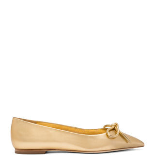 Lee Flat In Gold Metallic Leather