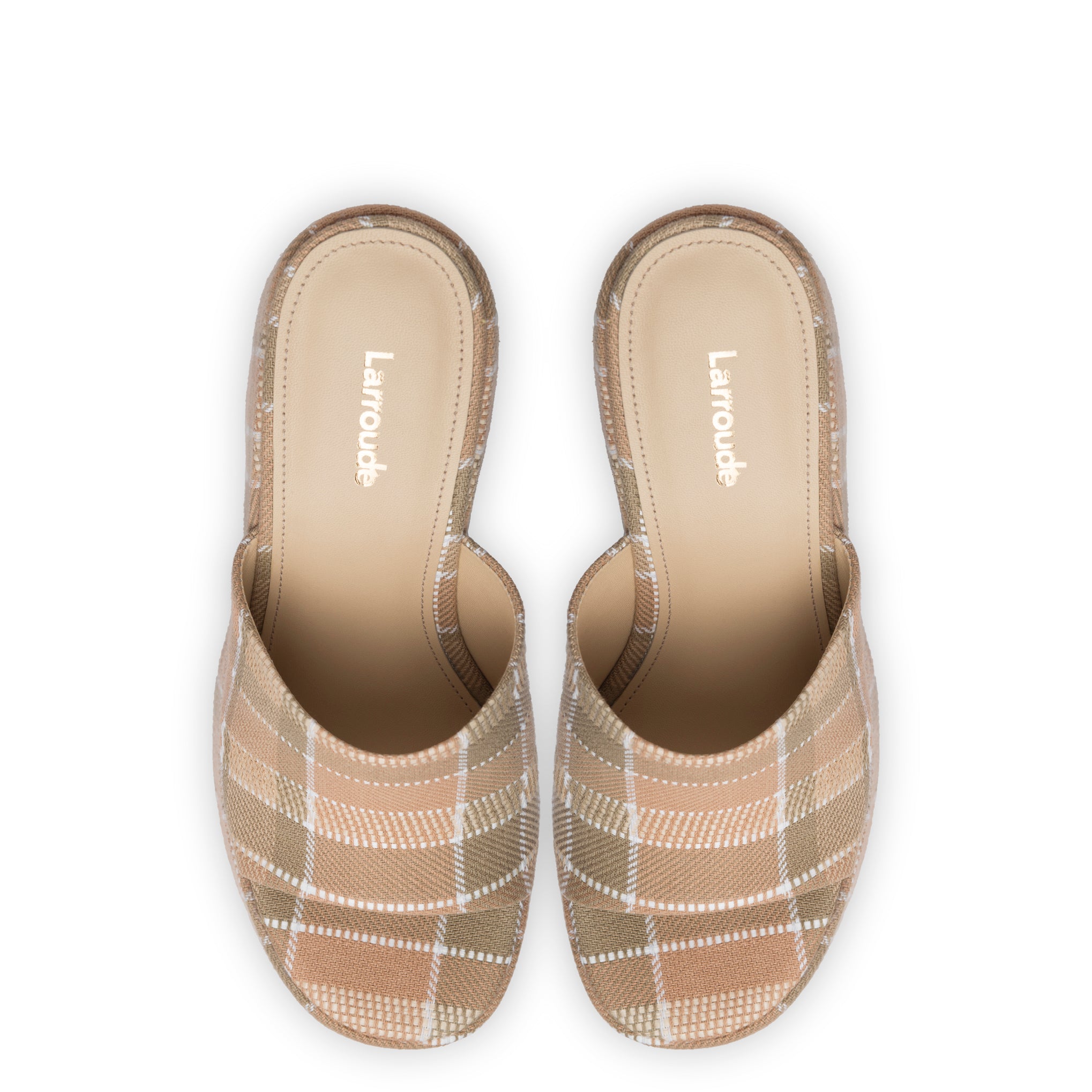 Wanda Platform Mule In Neutral Plaid Raffia