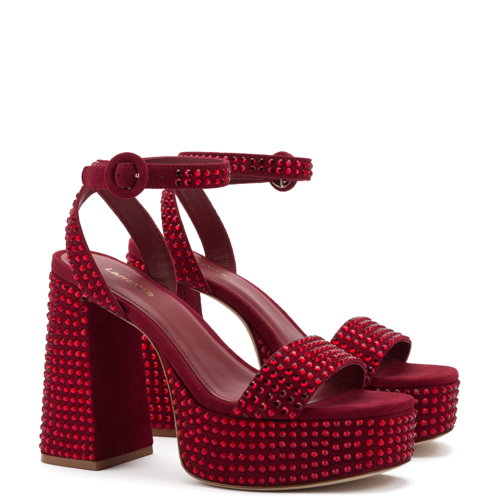 Dolly Crystal Sandal In Lipstick Red Suede