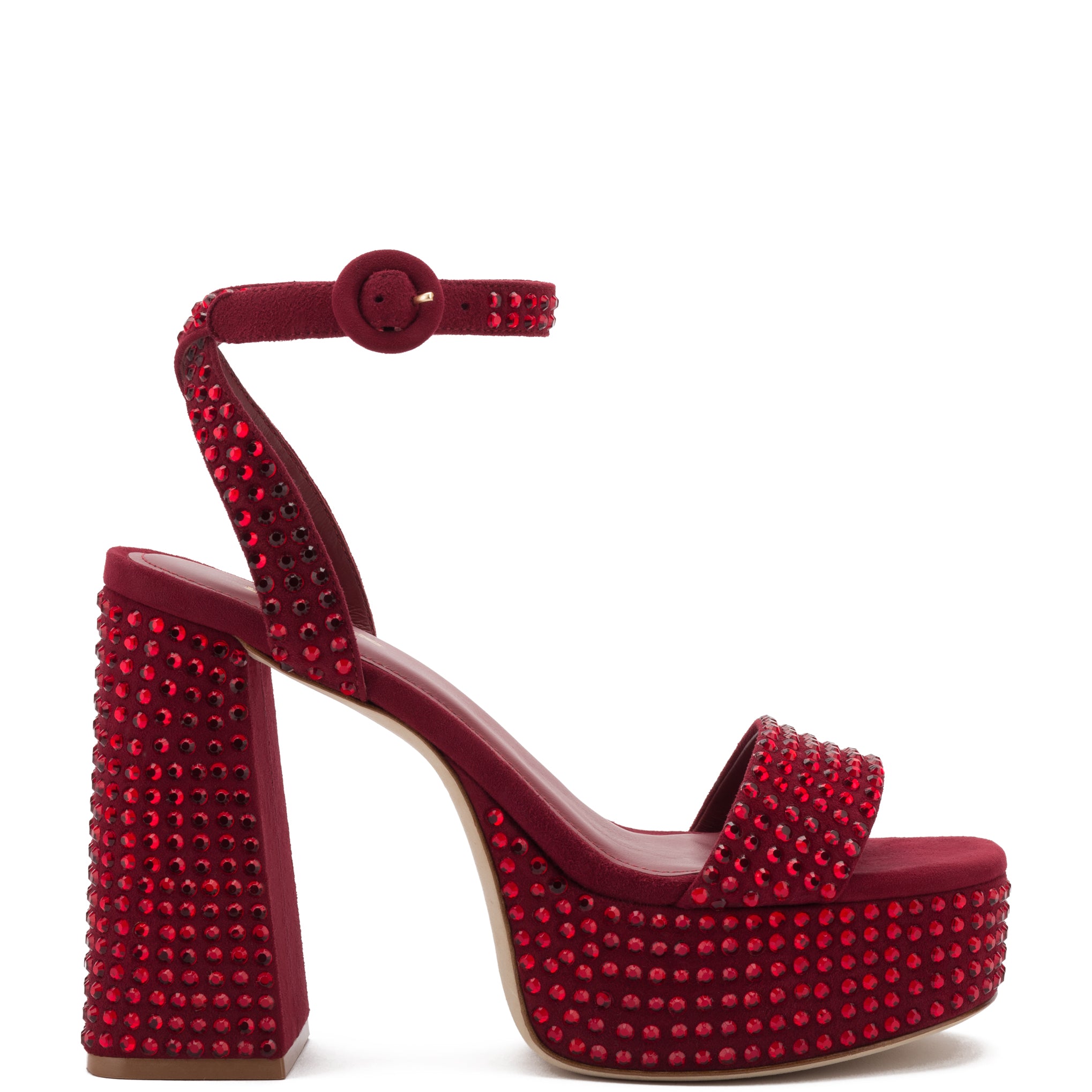 Dolly Crystal Sandal In Lipstick Red Suede