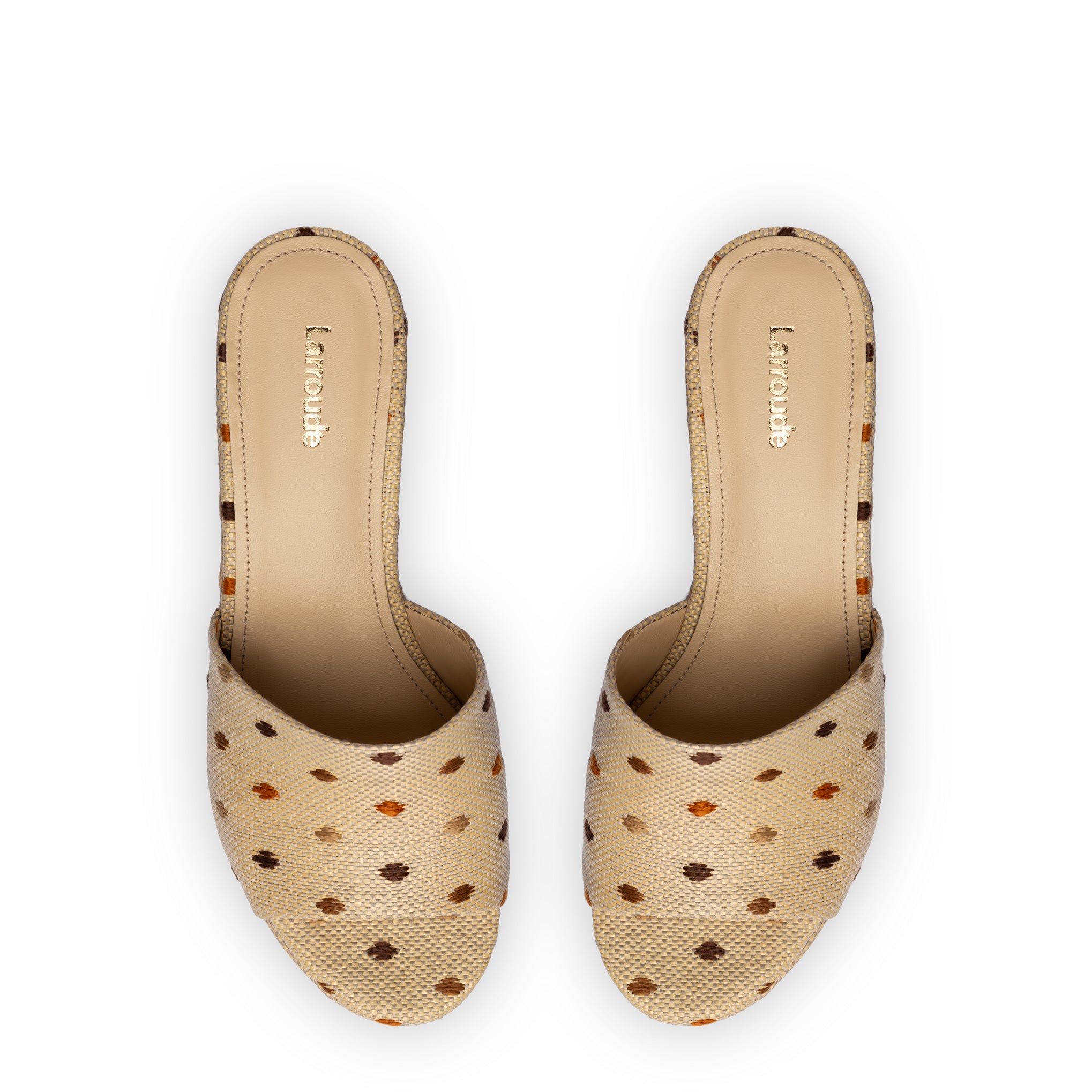 Miso Platform Sandal In Natural Raffia and Polka Dot Emboridery